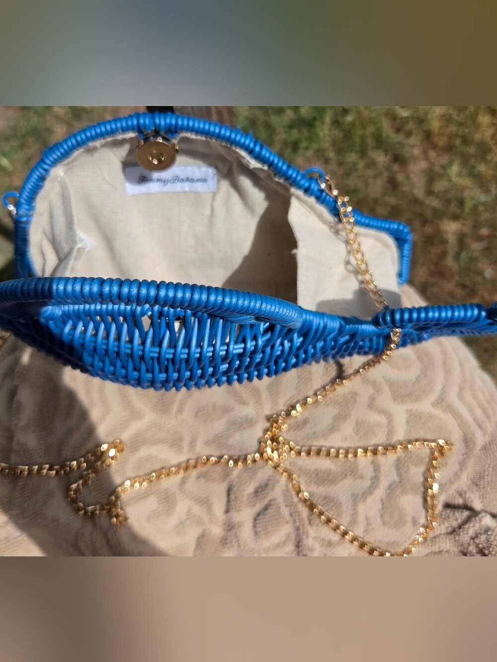 Tommy Bahama Blue Woven Whale Crossbody Bag - Picture 3 of 3